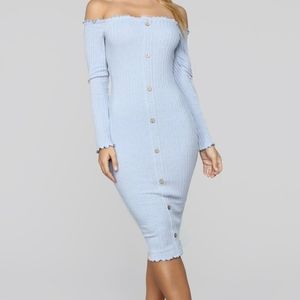 Off shoulder Dress in Baby Blue